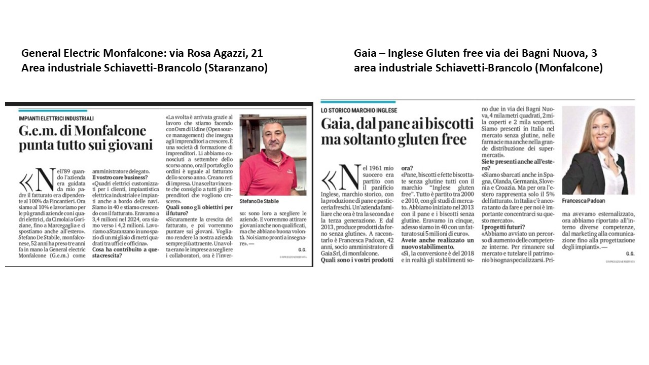 altre due eccellenze dei nostri territori Gaia - Inglese Gluten Free e G.E.M.