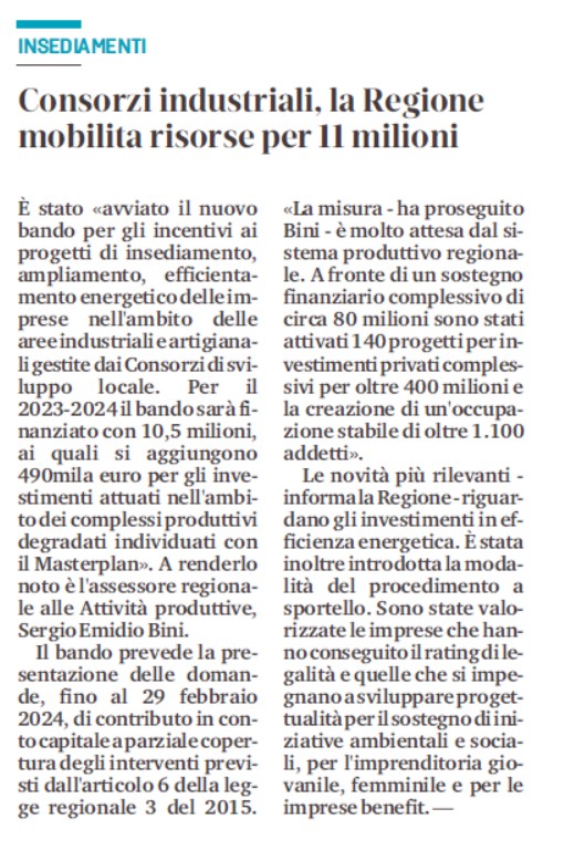 Avviato il nuovo Bando per gli incentivi all'insediamento scadenza entro 29.02.2024