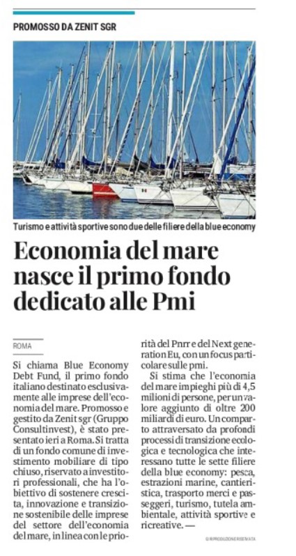 Economia del Mare nasce il primo fondo dedicato alle PMI