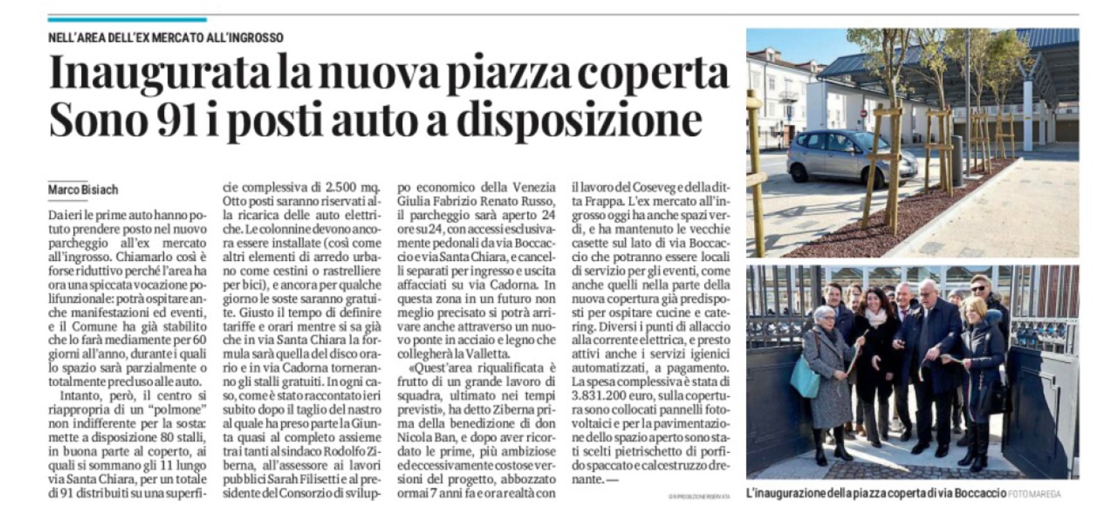 Inaugurata la nuova piazza coperta via Boccaccio a Gorizia. Sono 91 i posti auto a disposizione, ma non solo parcheggio